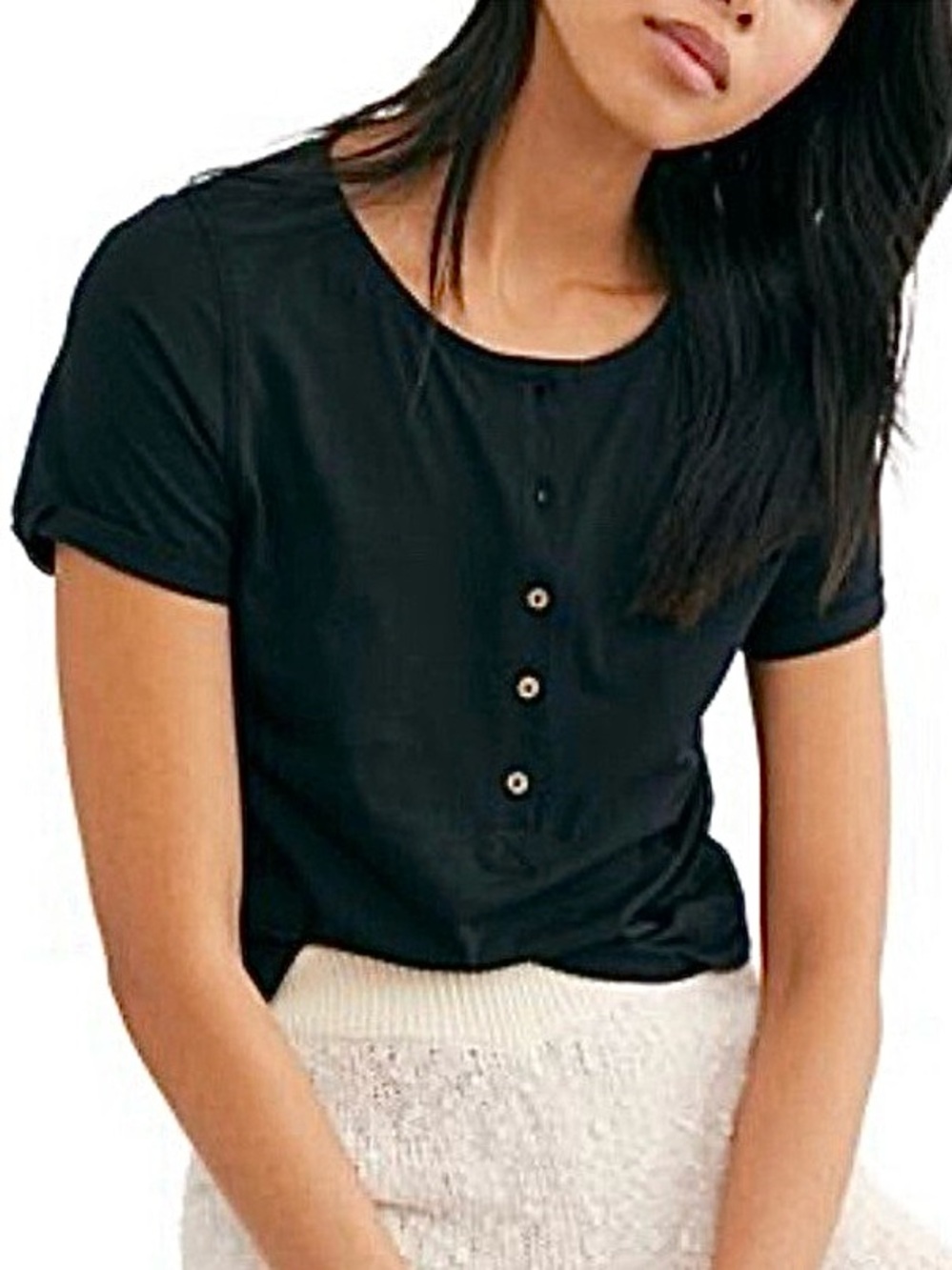 Free People black What’s up Henley top, size xsmall